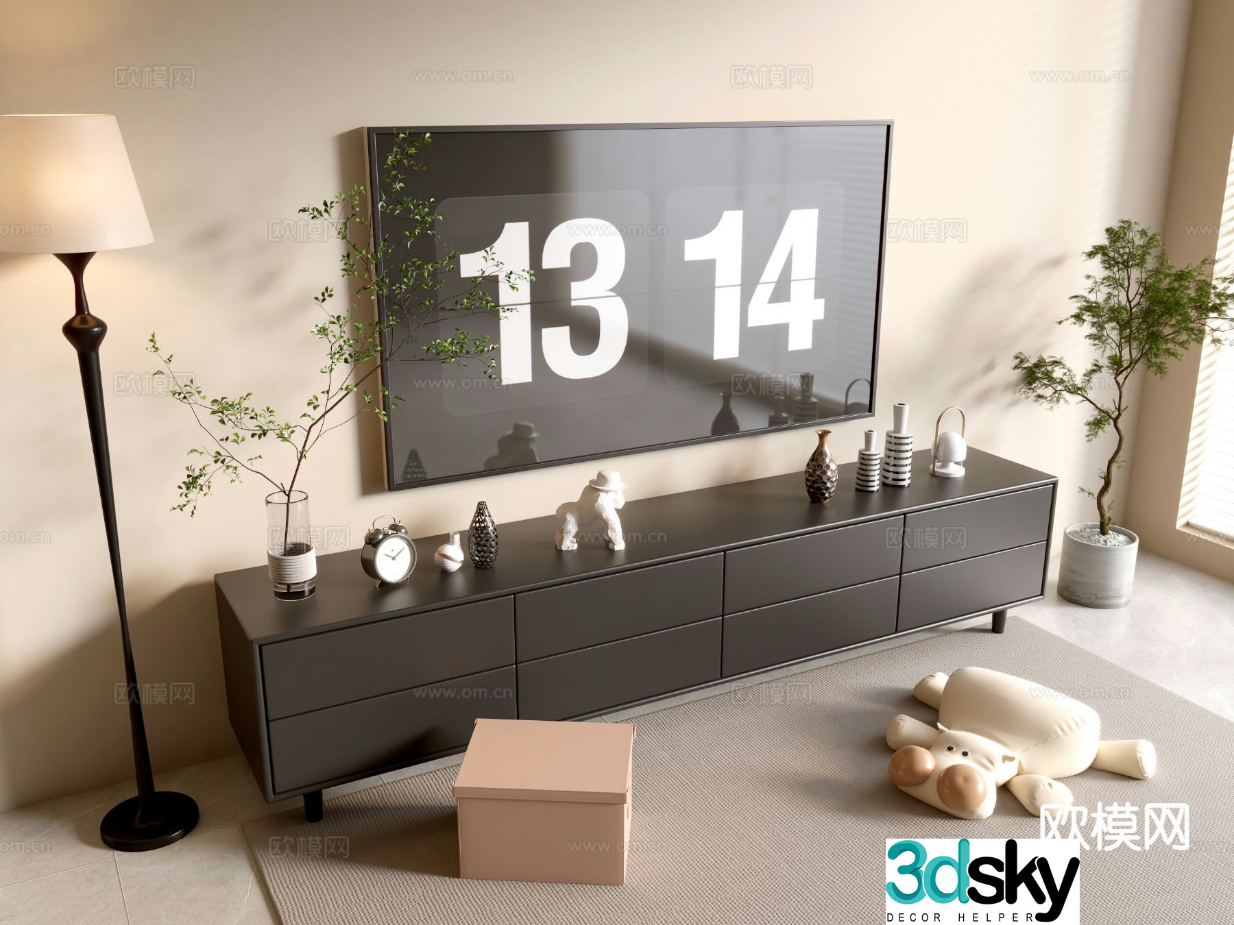 Modern black tv cabinet 3d model