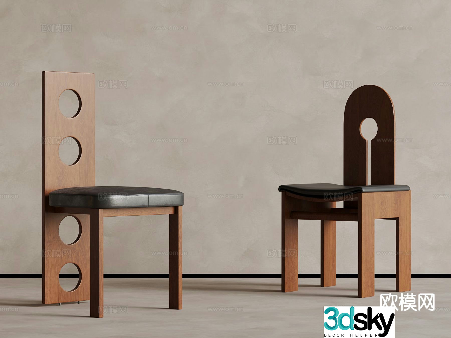 Medieval style retro dining chair chair wooden dining chair 3d model