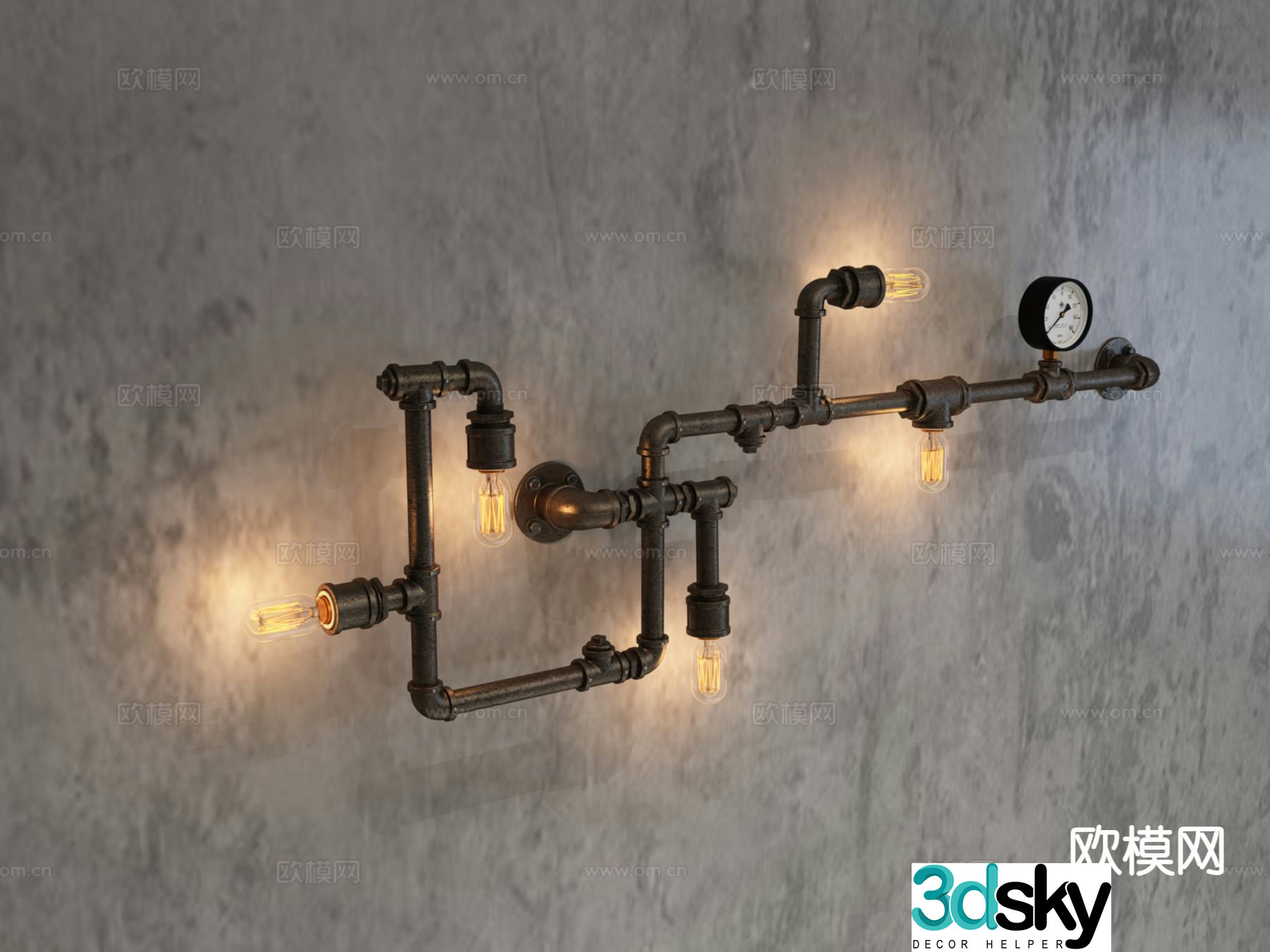 Industrial air duct wall light 3d model