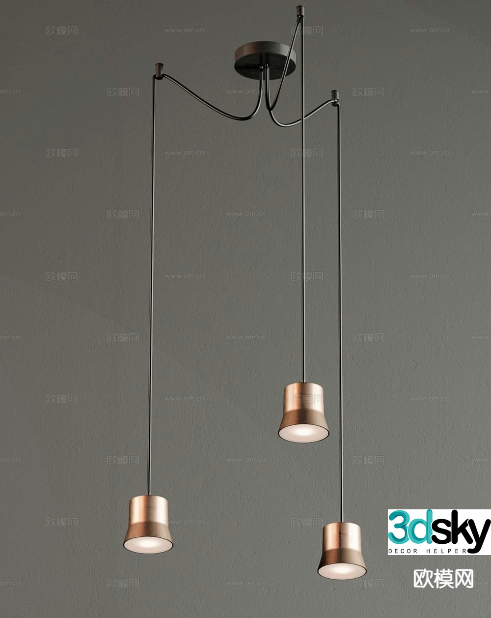 Light luxury bedside small chandelier 3D model