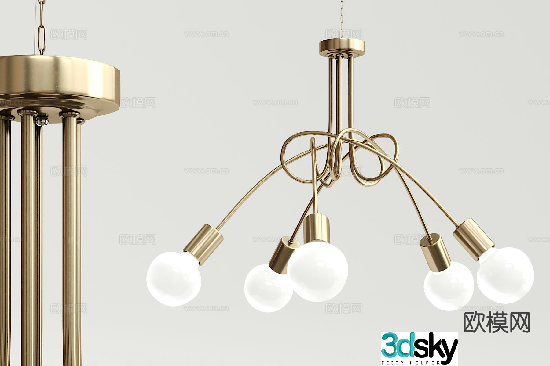 Light luxury multi-head chandelier 3D model