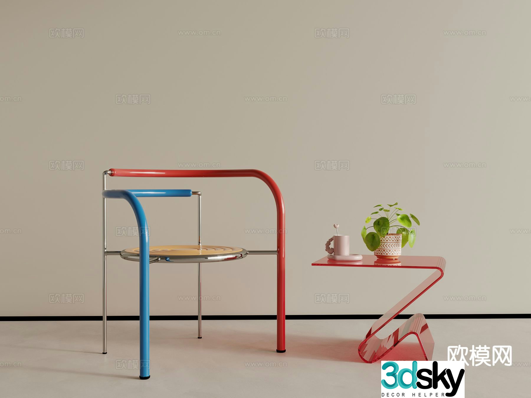 bauhaus memphis chair lounge chair 3d model