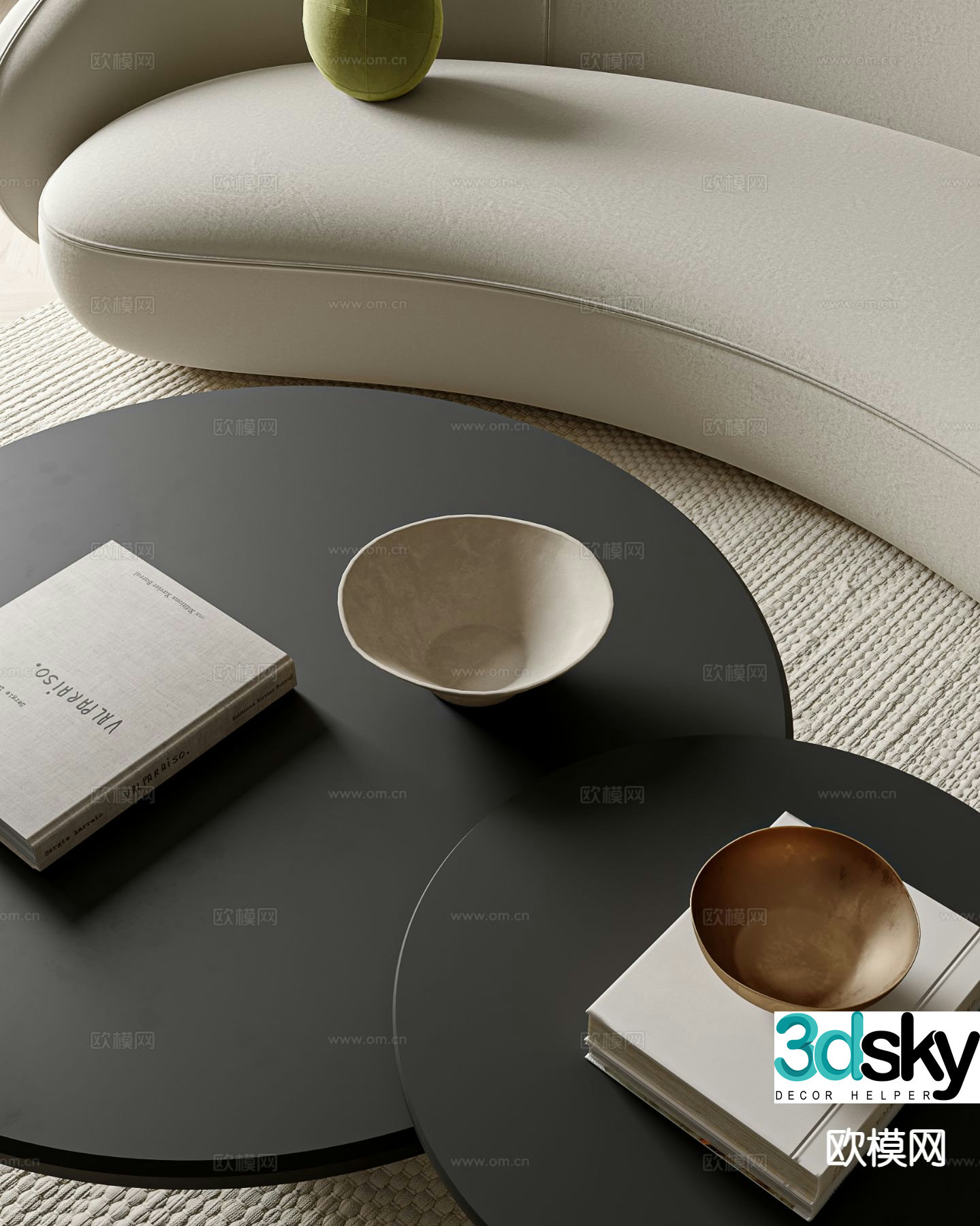 Modern double coffee table 3d model