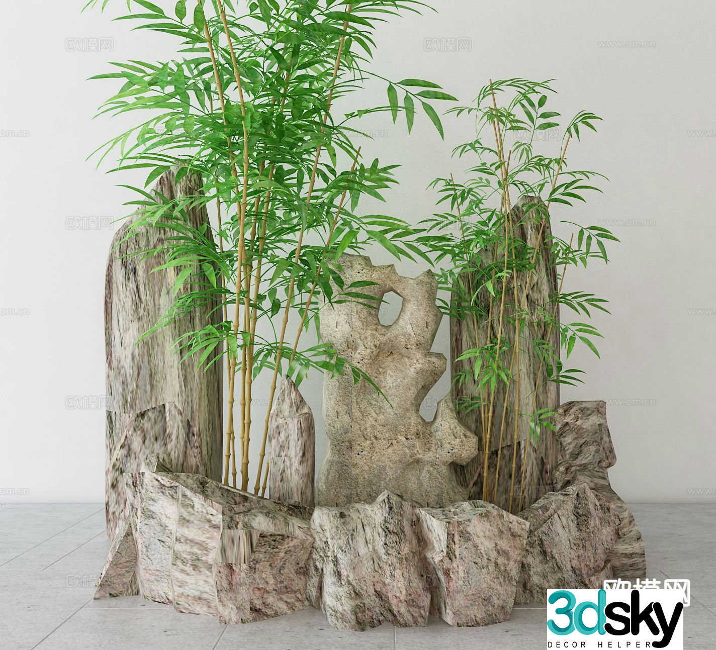 New Chinese style stone bamboo fake stone 3d model