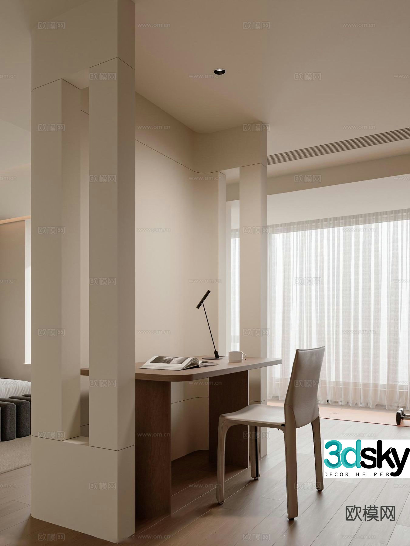 modern desk desk 3d model