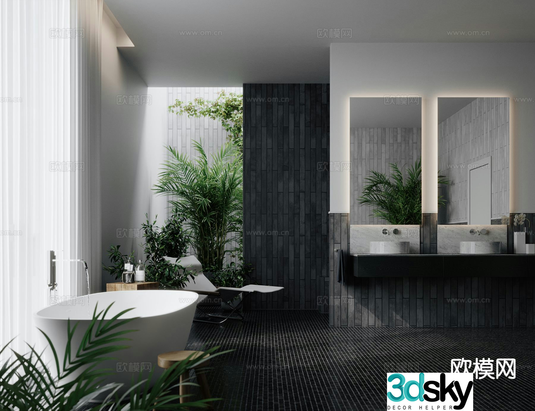 Modern villa bathroom bathroom 3d model