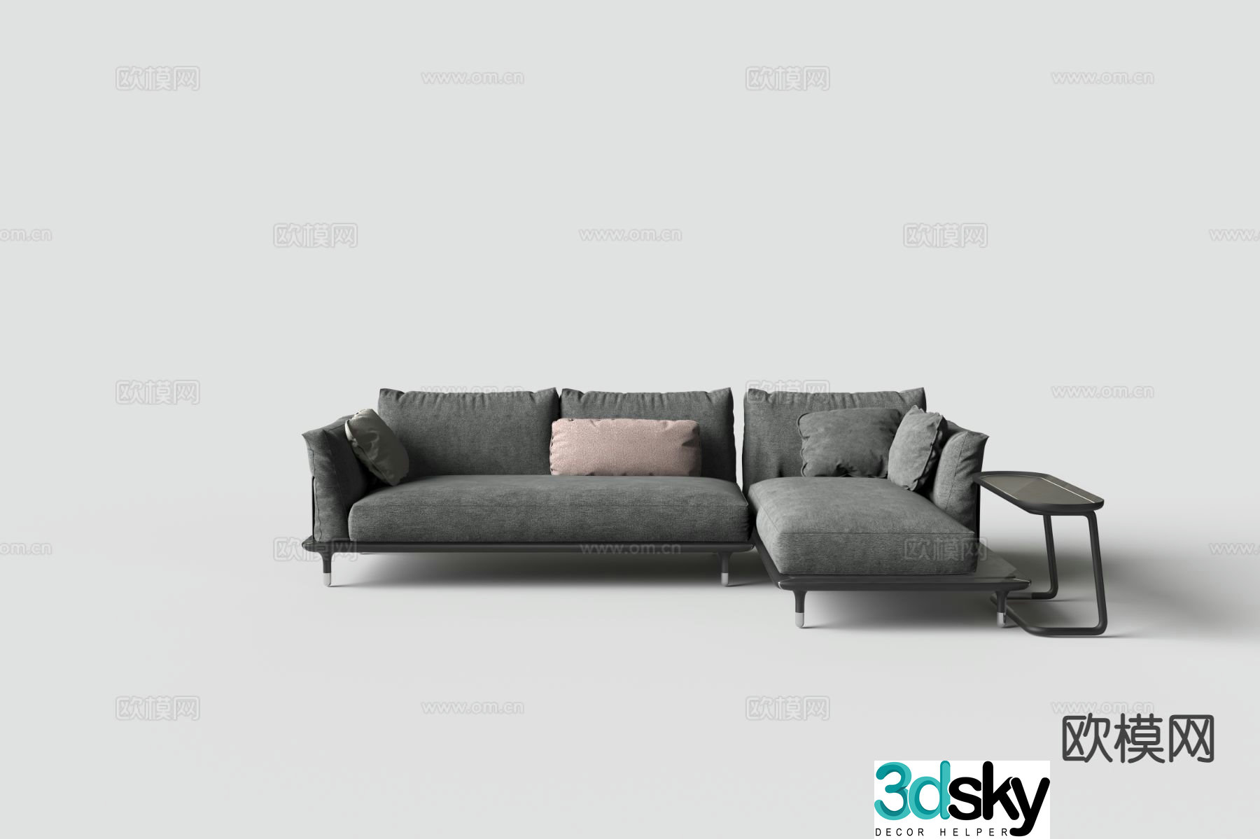 Modern corner sofa multi-person sofa 3d model