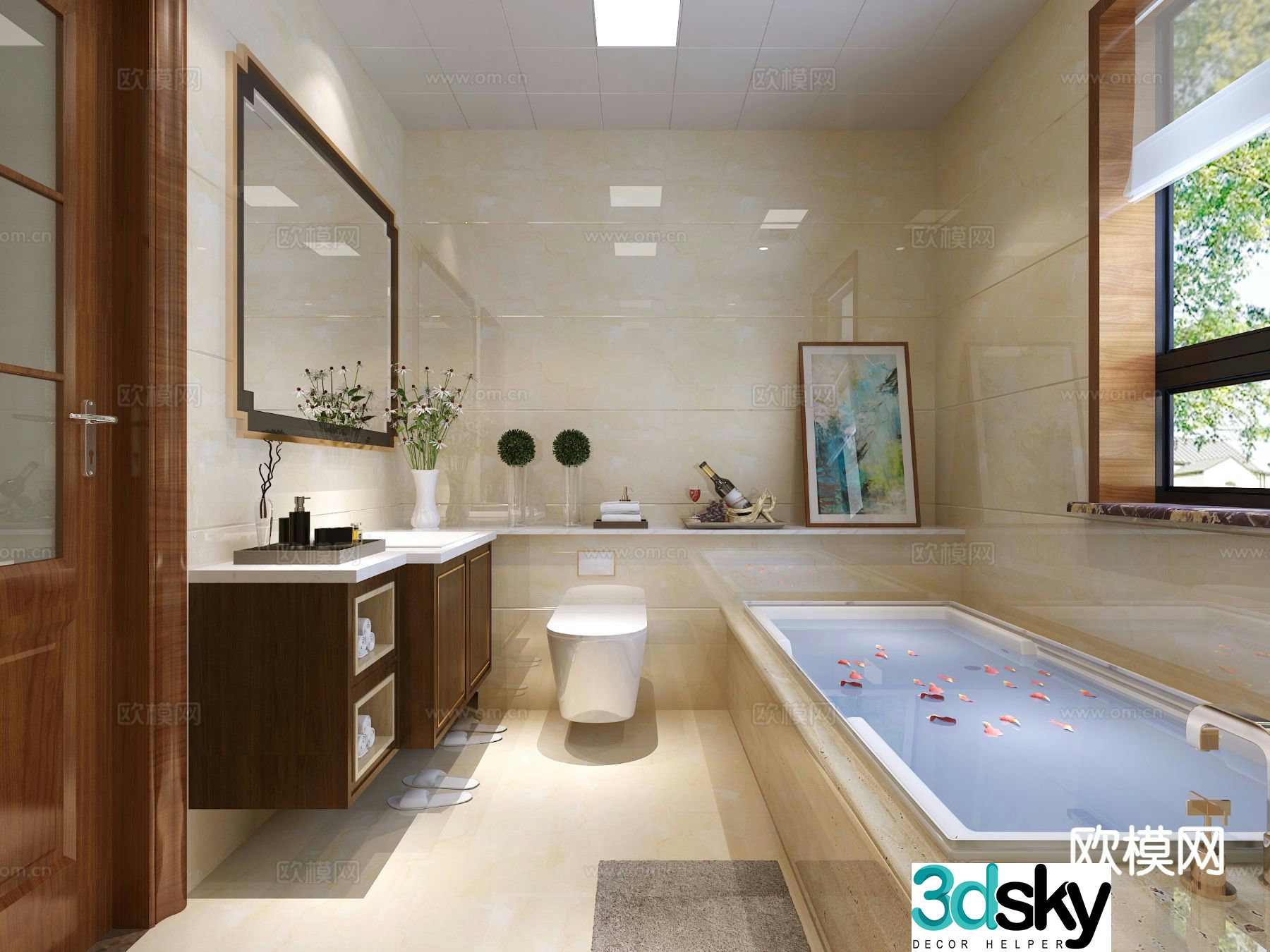 New Chinese style bathroom bathroom 3d model