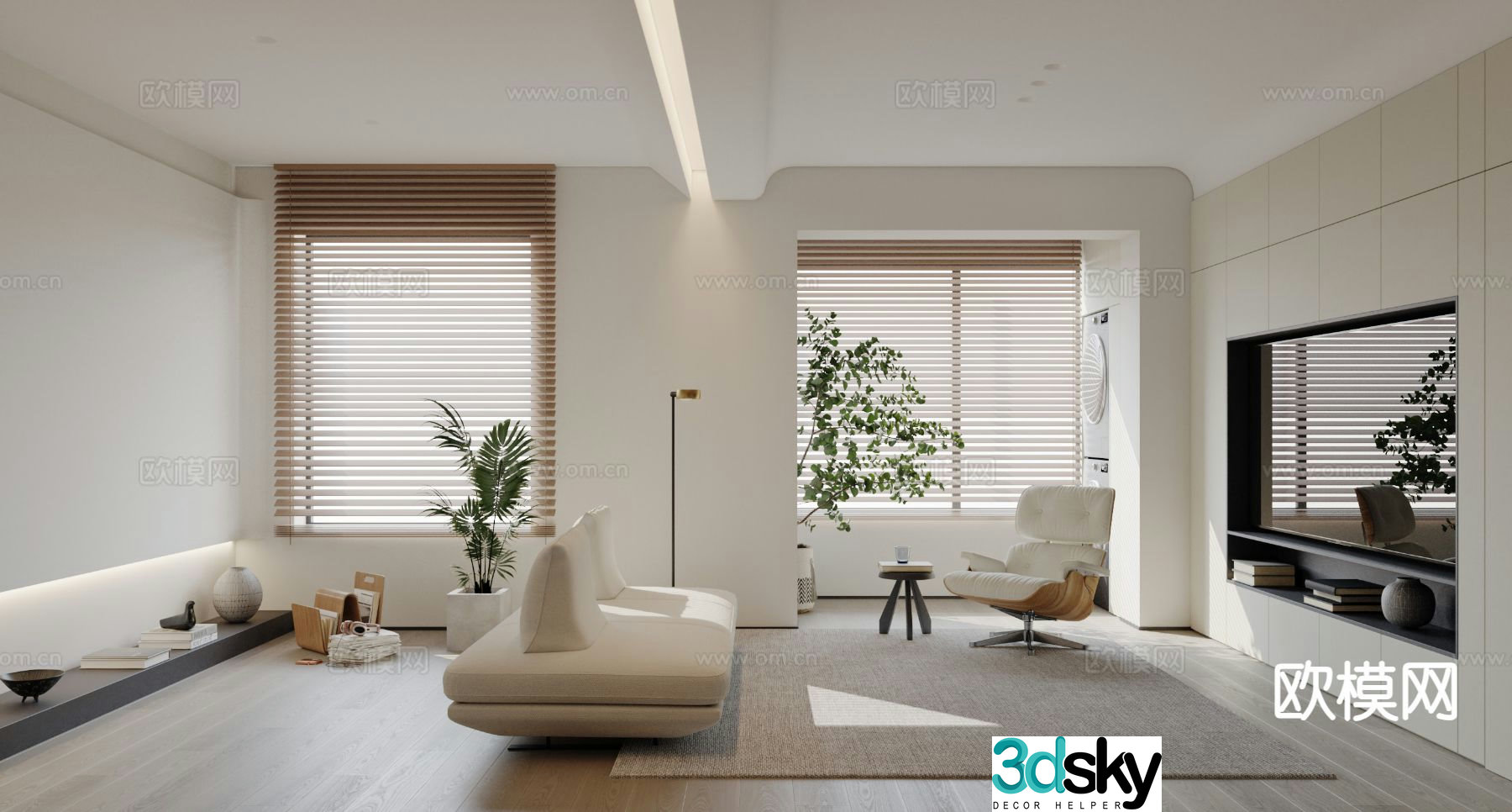 Cream style living room 3d model