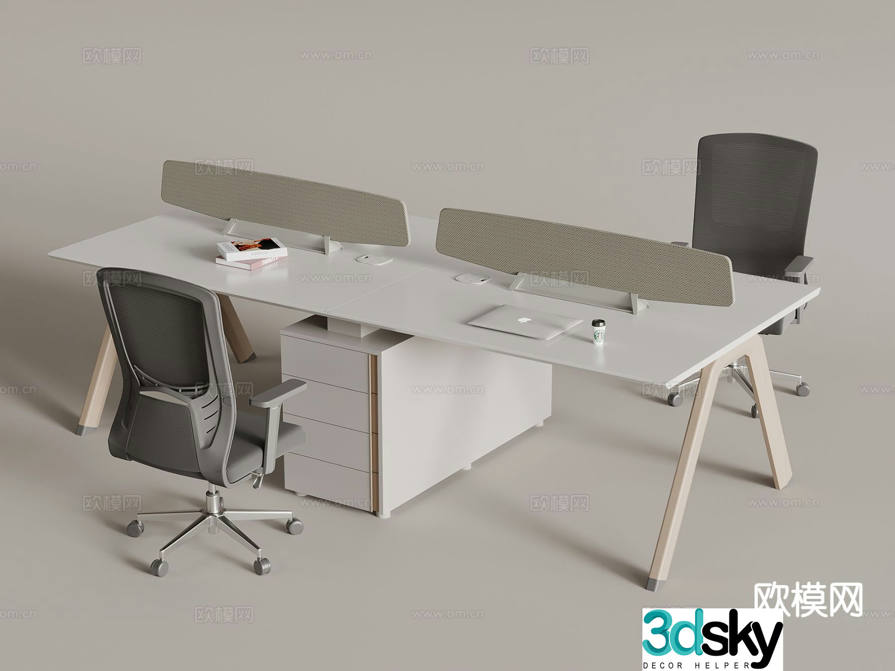 Modern desk work station post 3D model