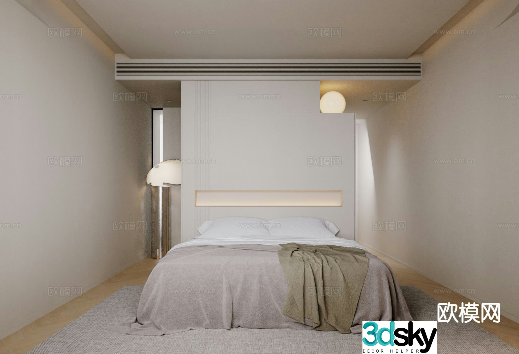 Modern minimalist bedroom master bedroom 3d model