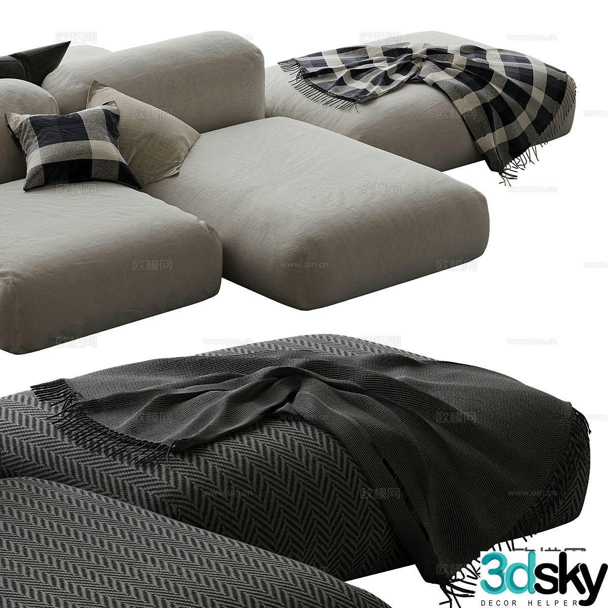 Multi-person sofa module sofa 3d model