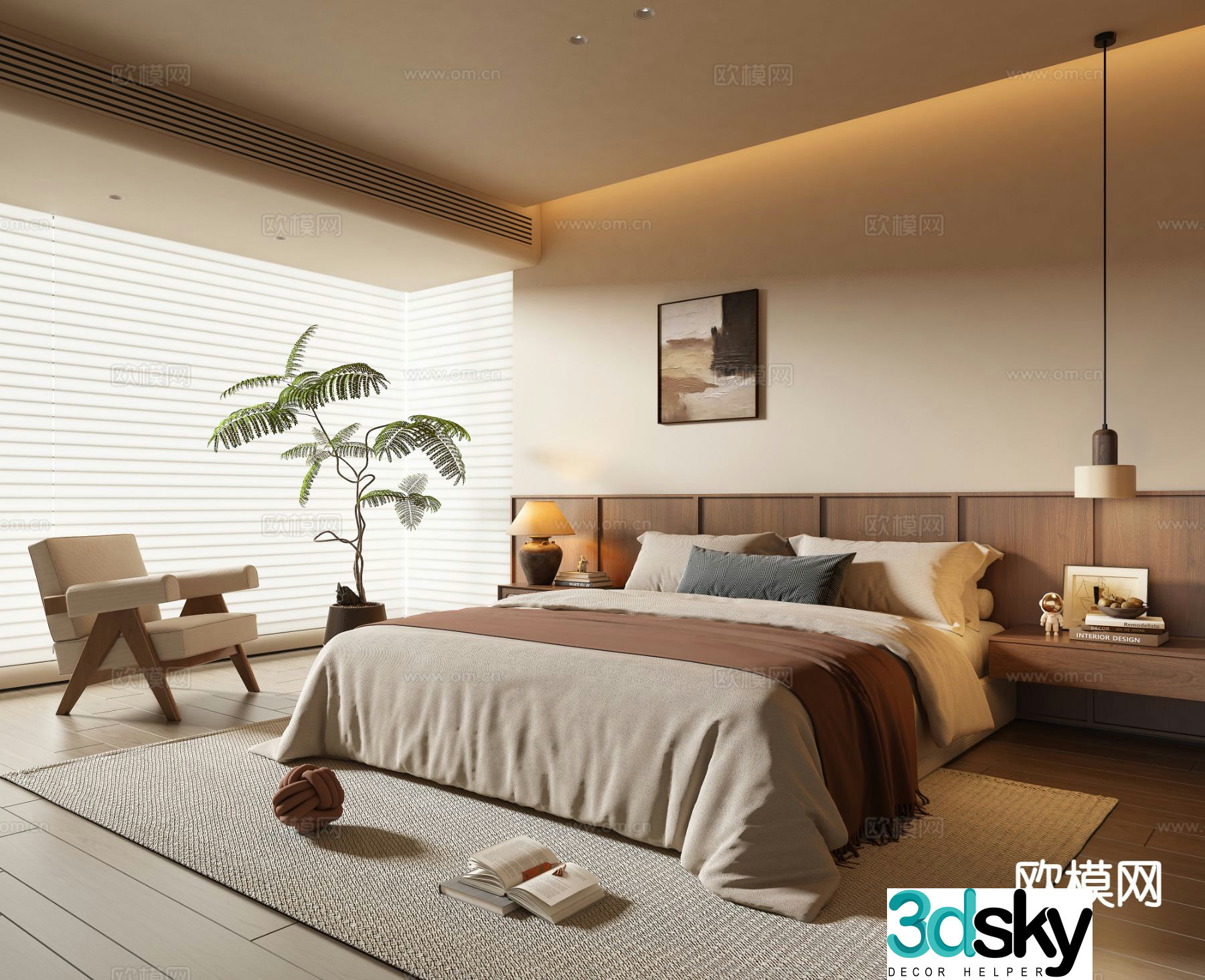 Wabi-sabi style bedroom master bedroom 3d model