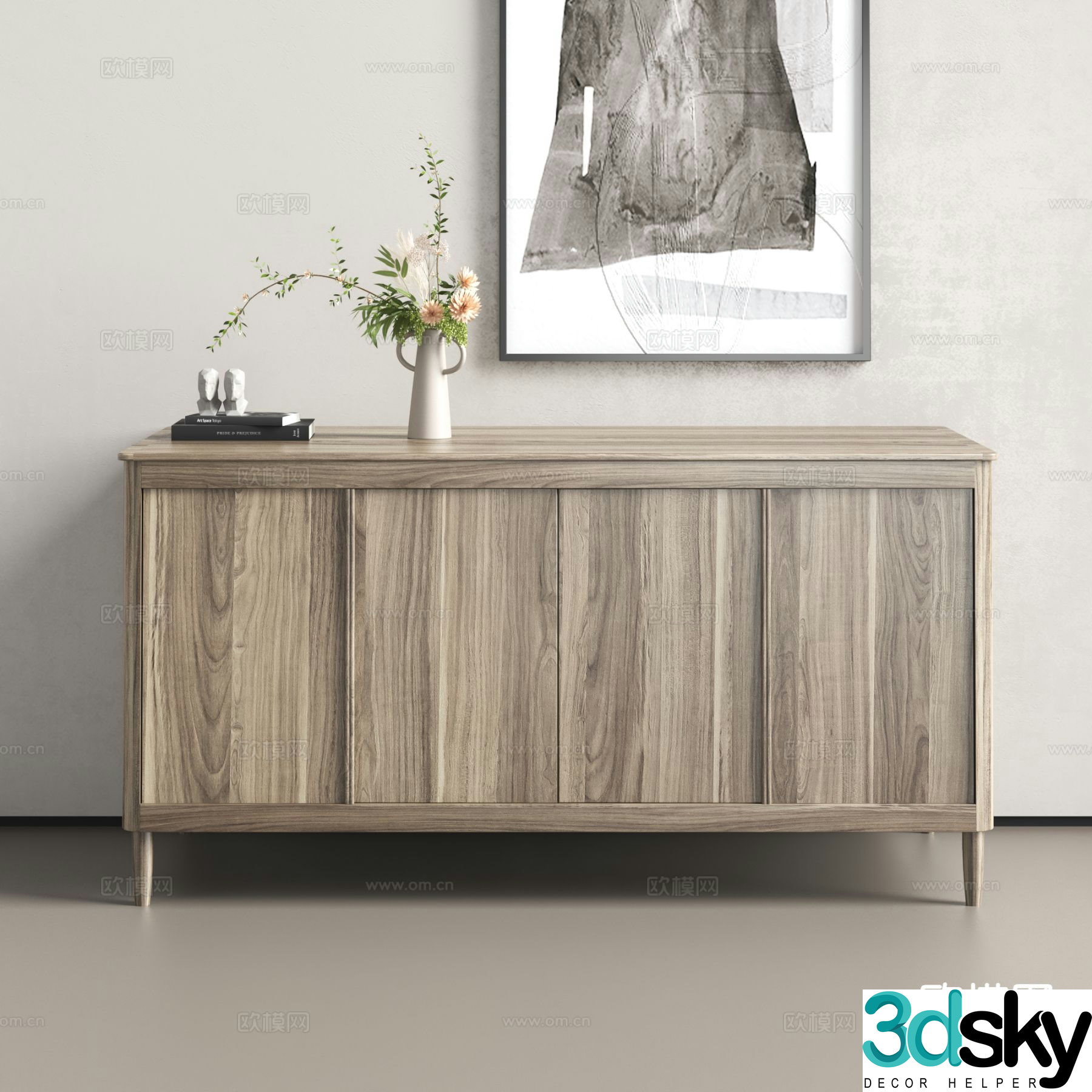 Log style sideboard sideboard 3d model