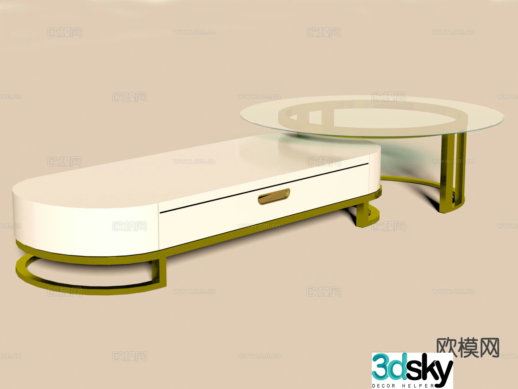 Light luxury mother-in-law coffee table 3D model