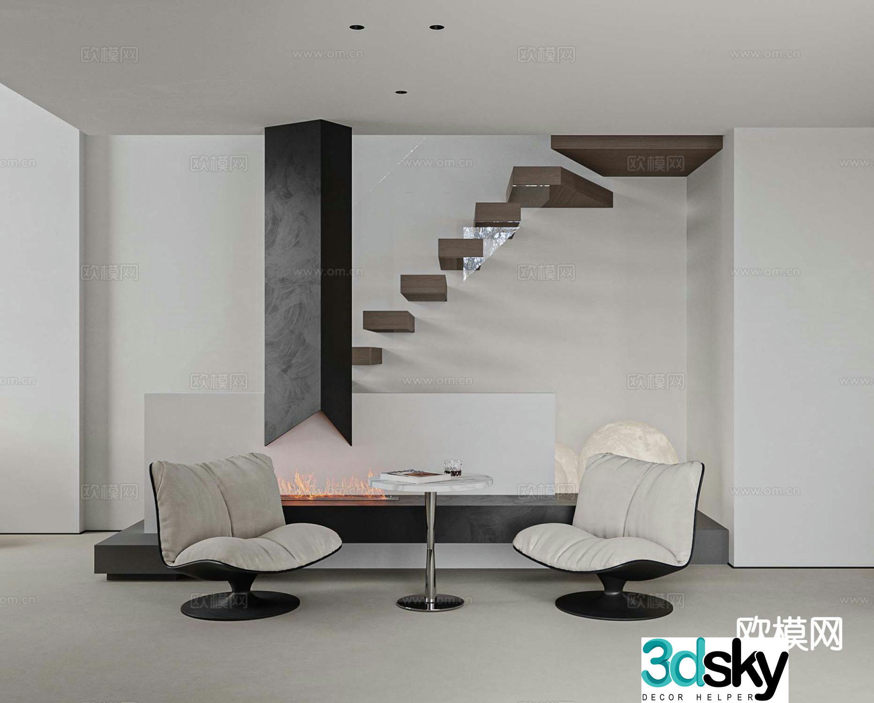 Modern living room leisure area 3d model