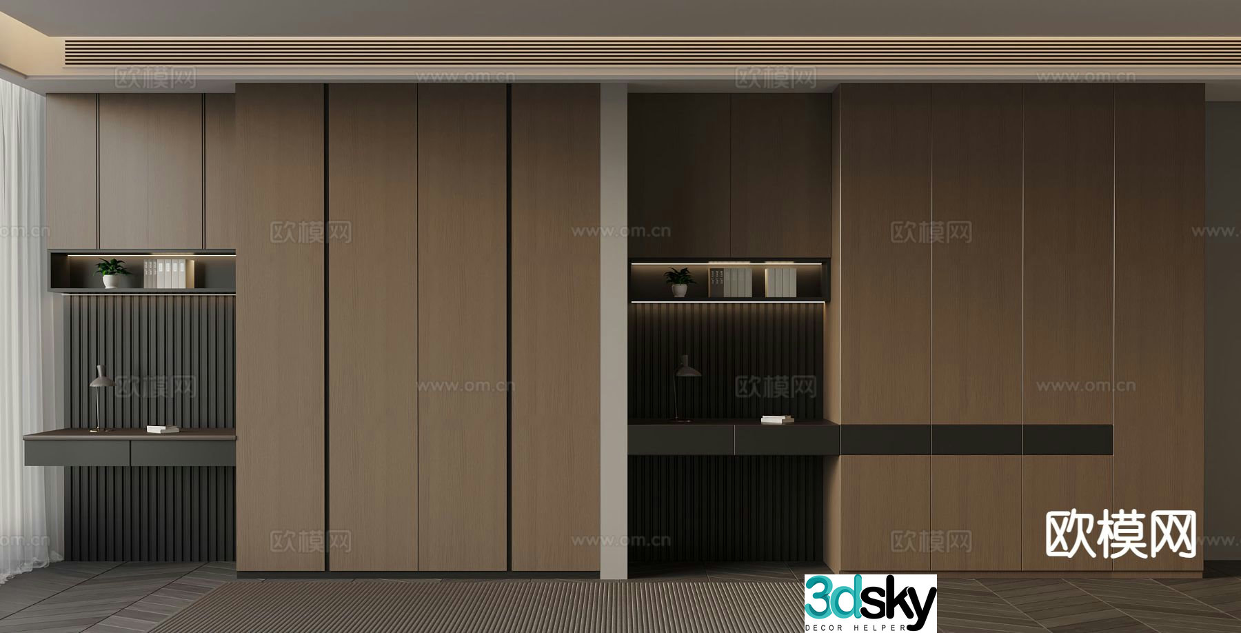 Italian minimalist wardrobe integrated wardrobe 3d model