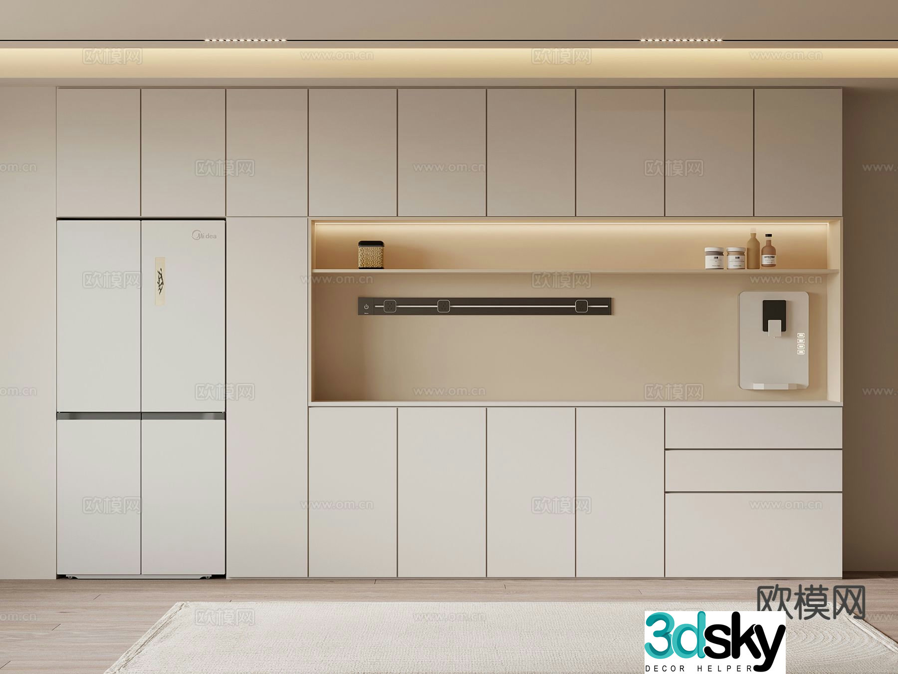 Cream style wine cabinet sideboard 3d model