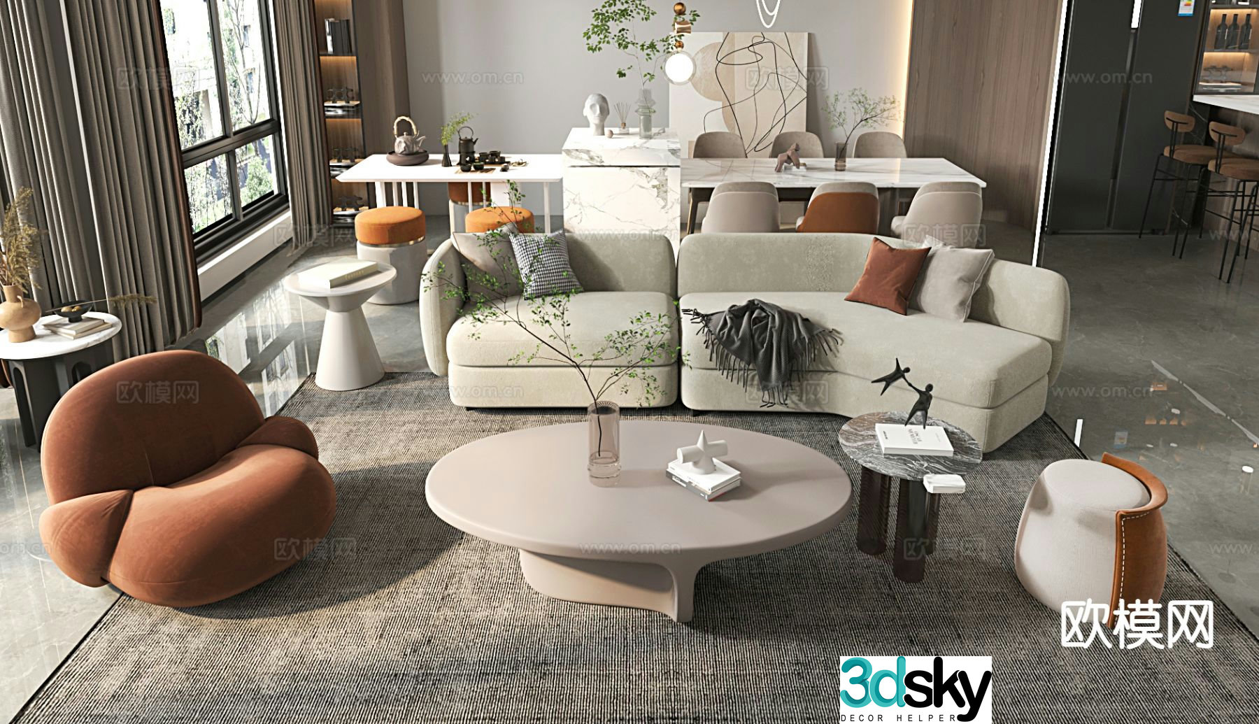 Modern sectional sofa 3d model