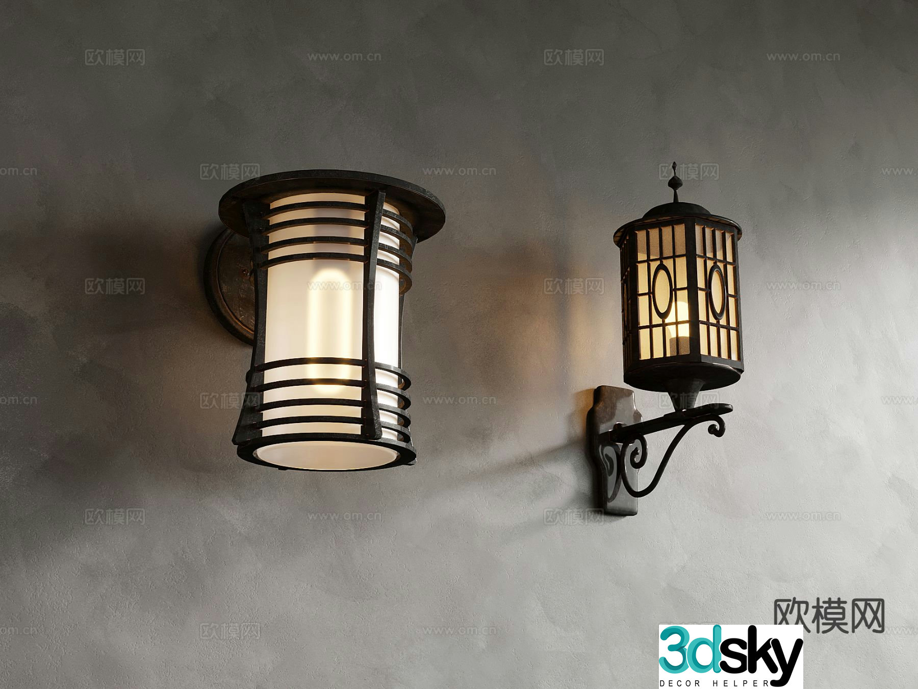 European wall lamp 3d model