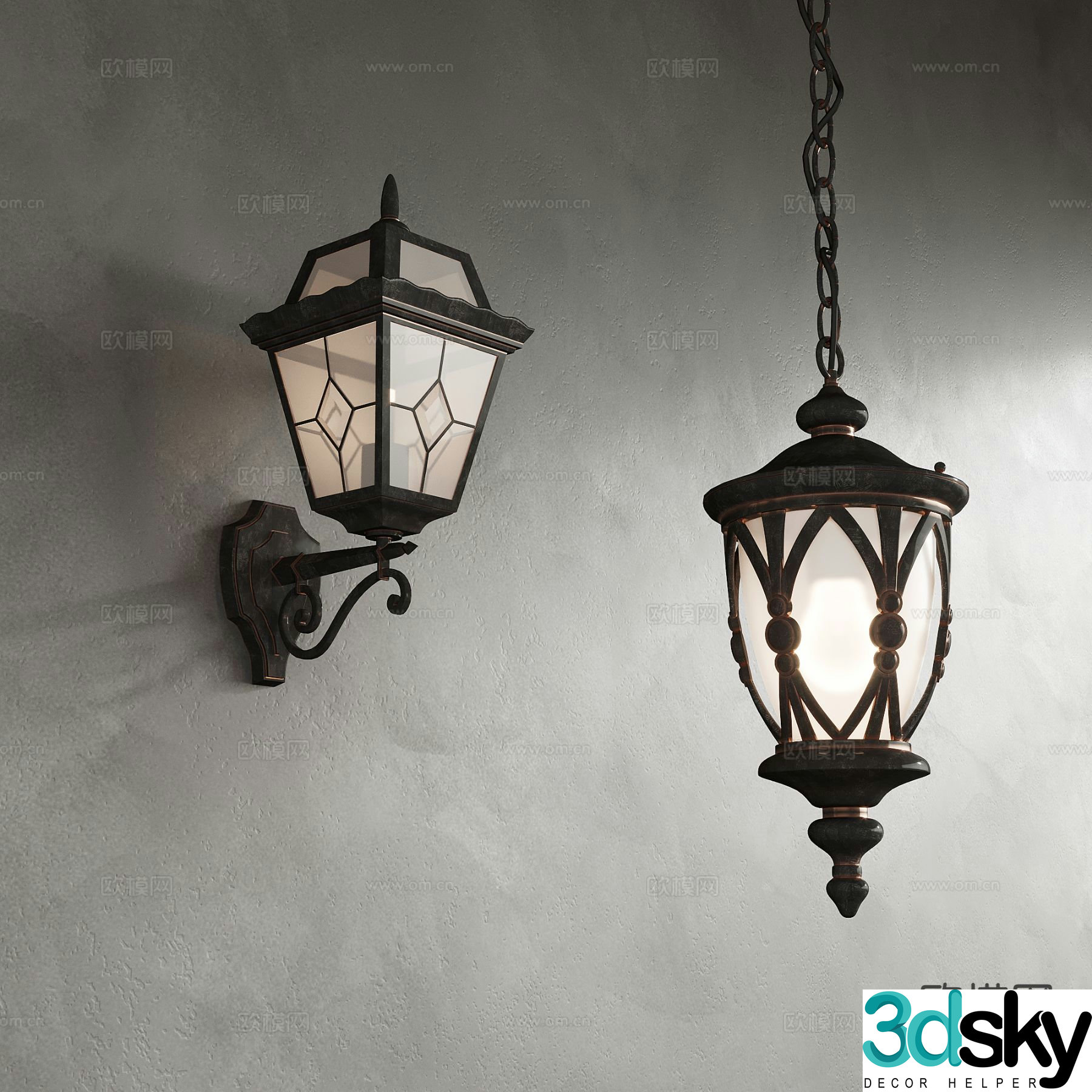 European wall lamp 3d model