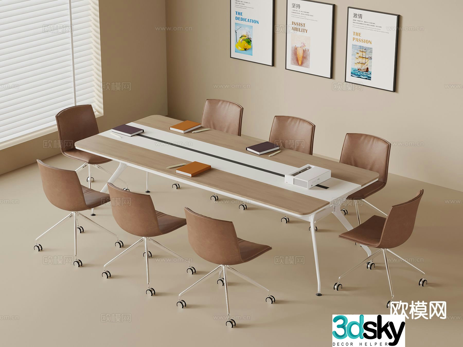 Modern conference table and chairs conference table 3d model