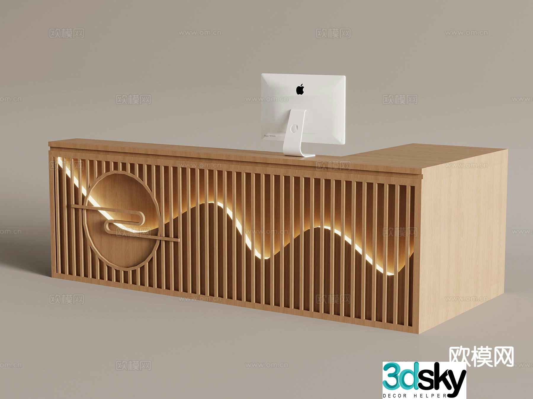 New Chinese service desk cashier reception desk 3D model