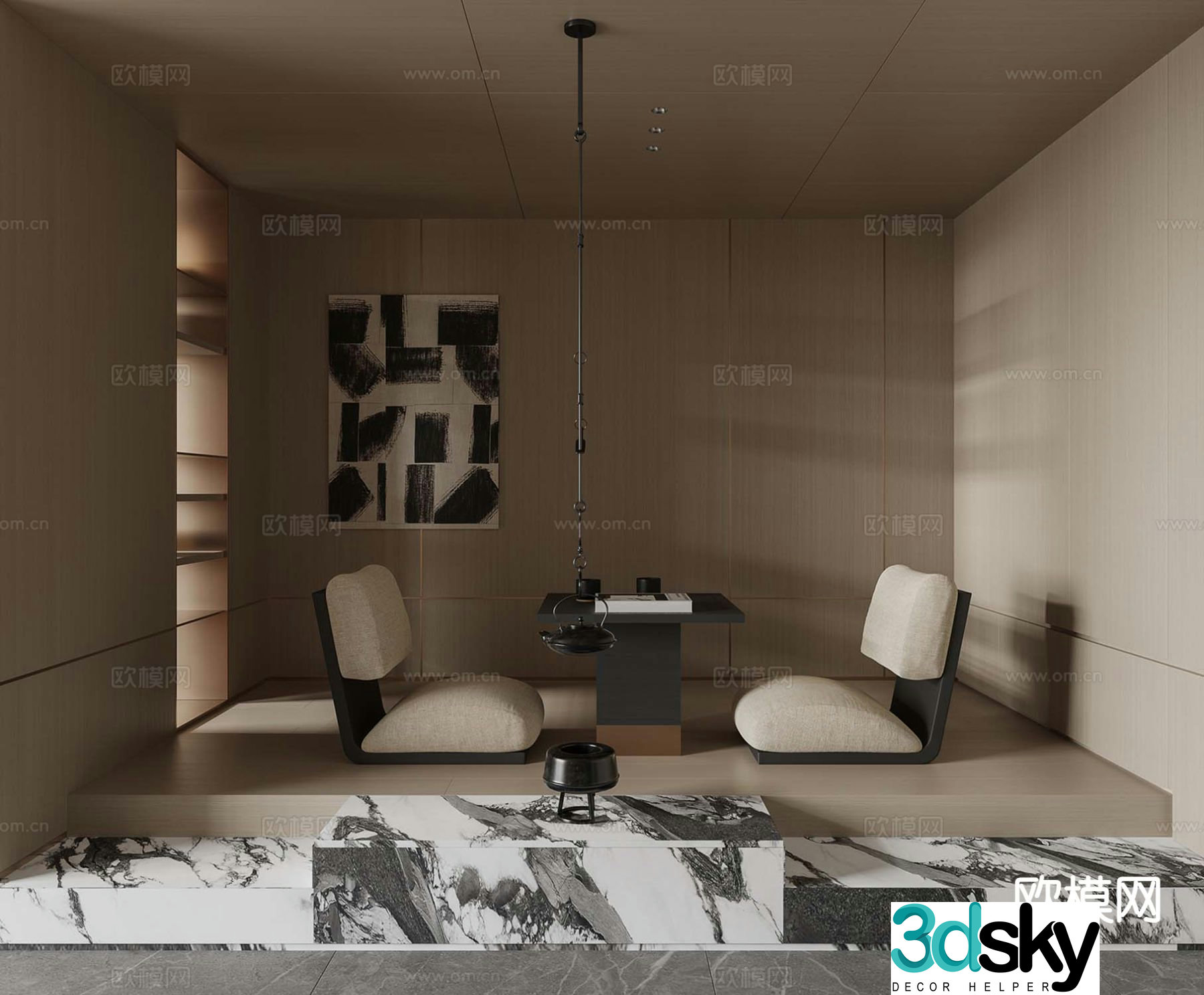 Modern tatami tea room 3d model