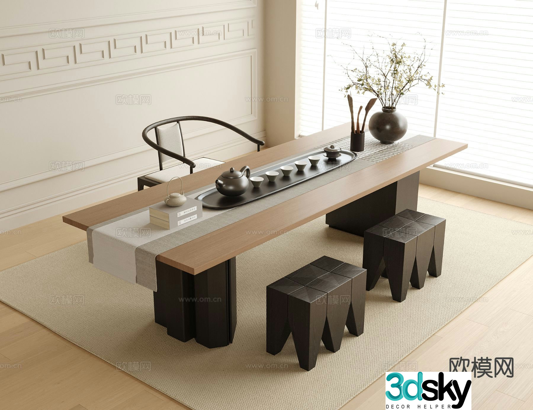 New Chinese style tea table tea table 3d model