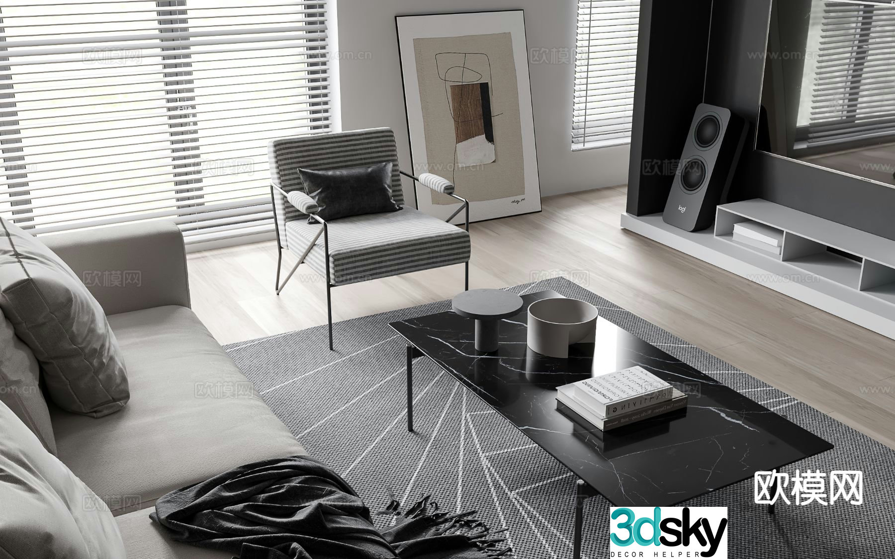 High-end gray coffee table 3D model