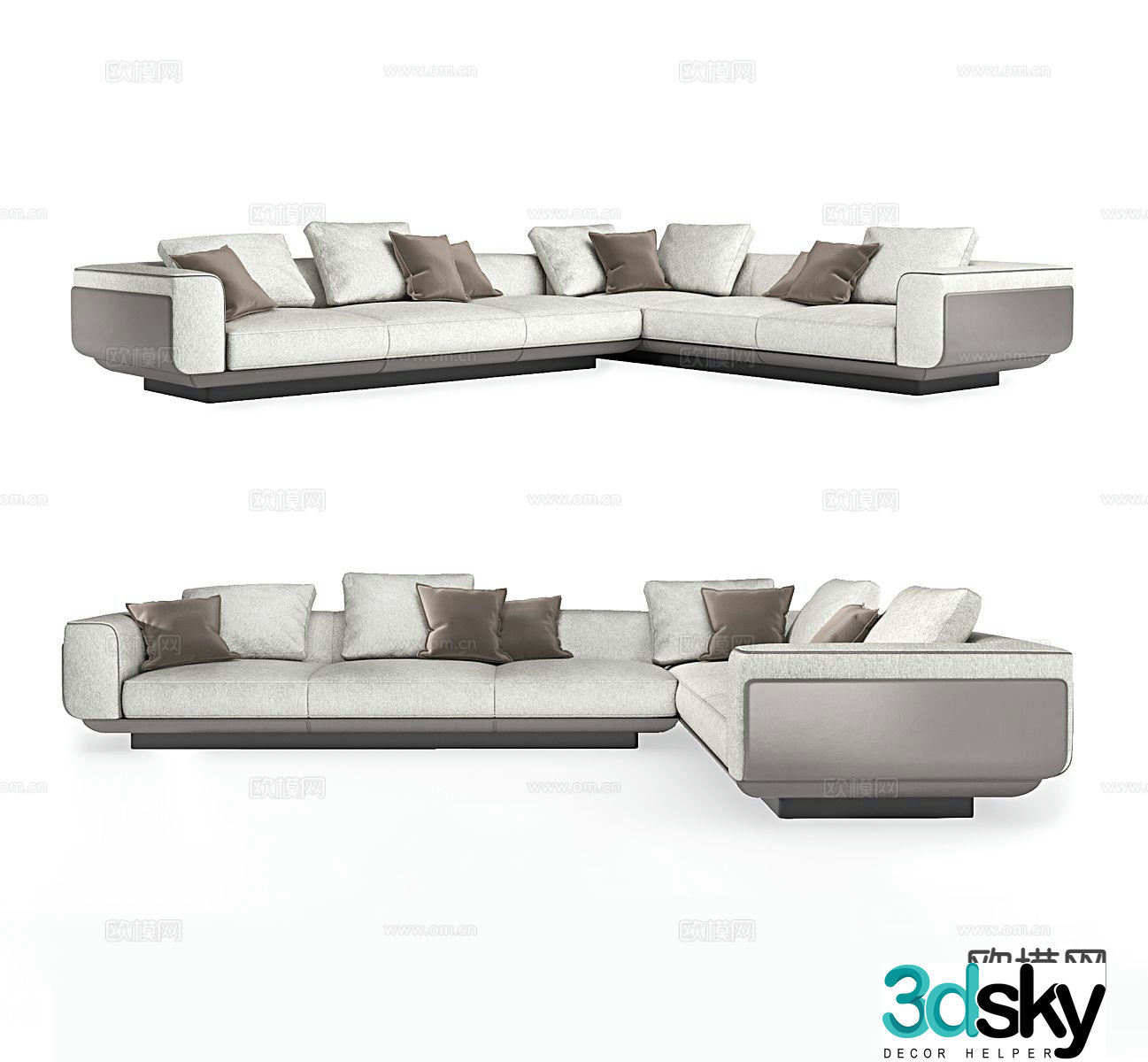 Light luxury multi-person sofa corner sofa 3D model