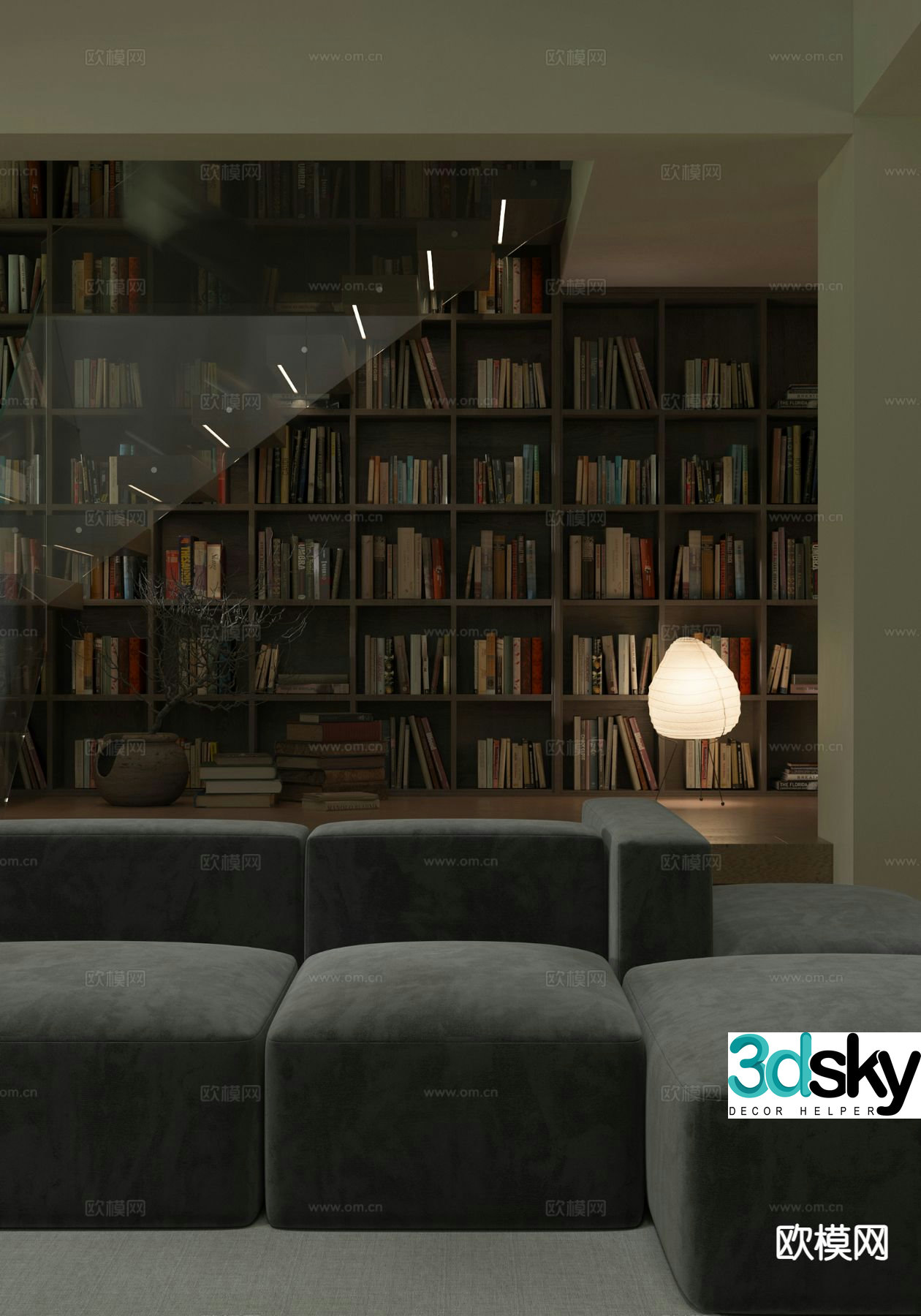 Modern bookcase stair cabinet bookshelf 3d model
