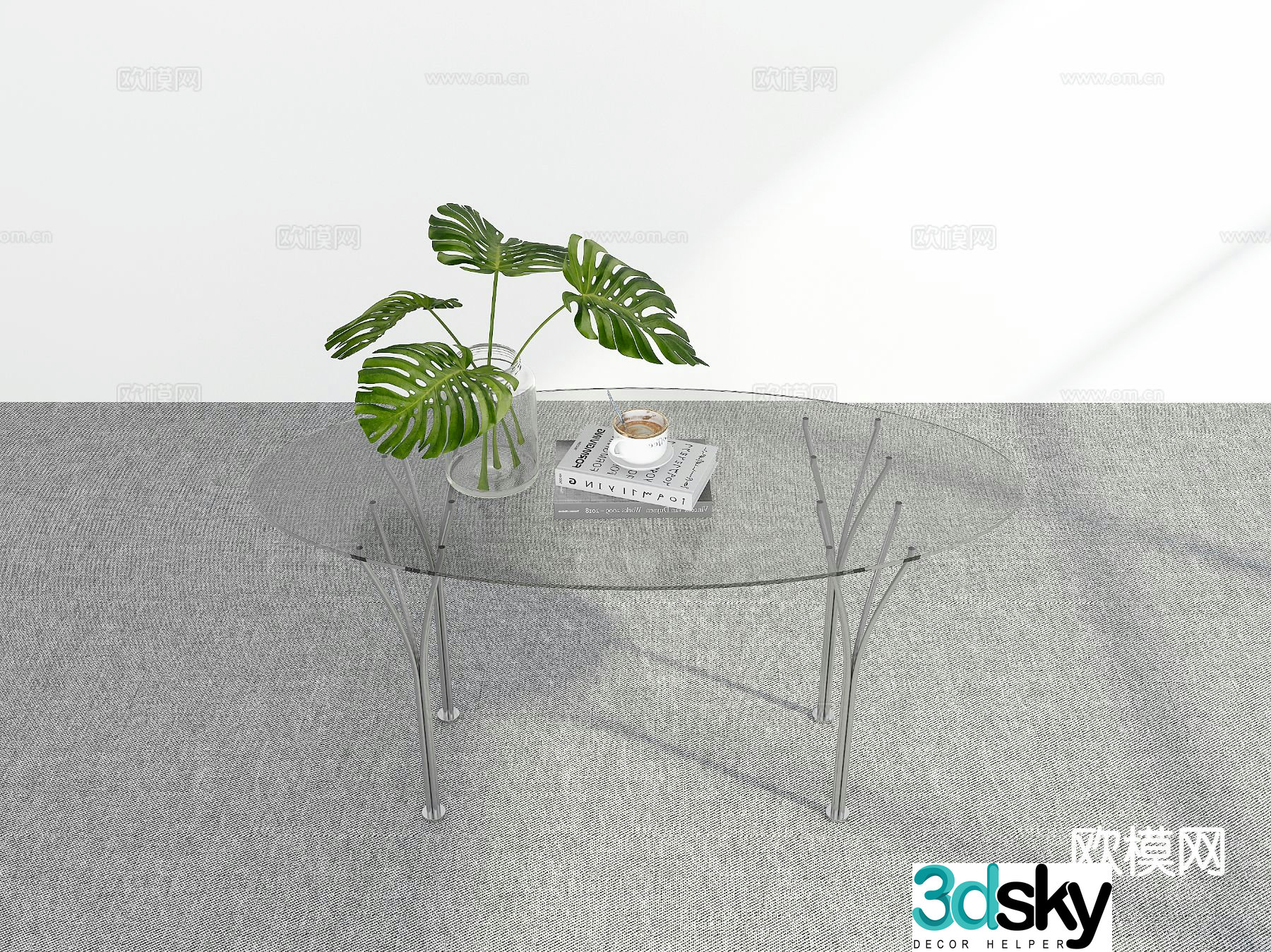 Modern glass dining table 3d model
