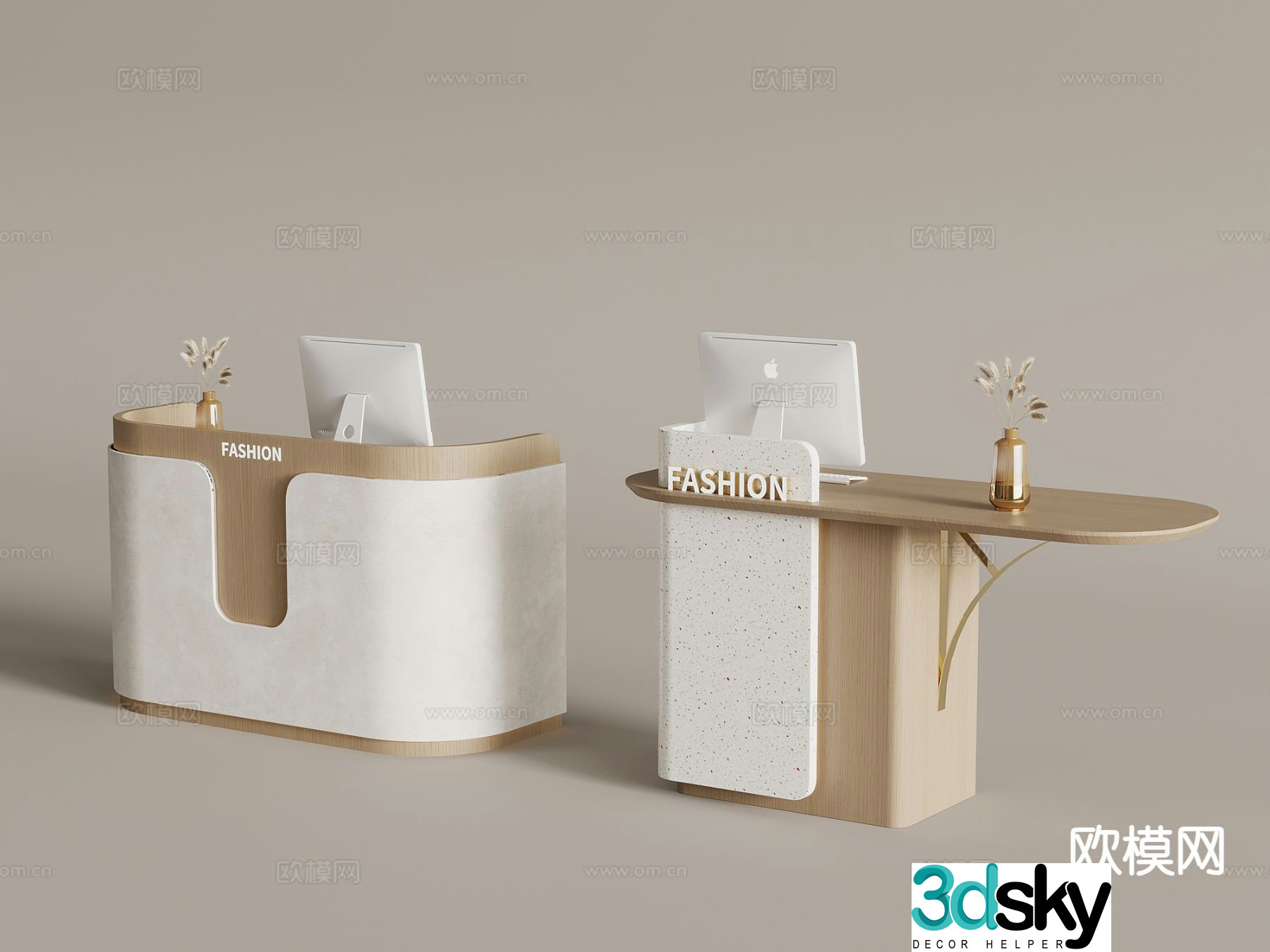 Modern service desk information desk front desk reception desk 3d model