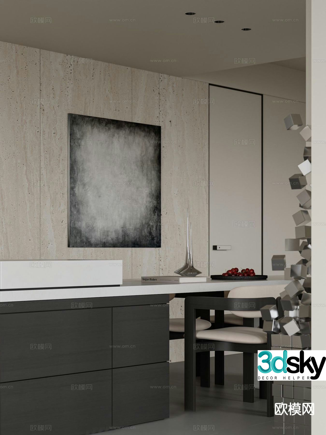 Modern island table 3d model