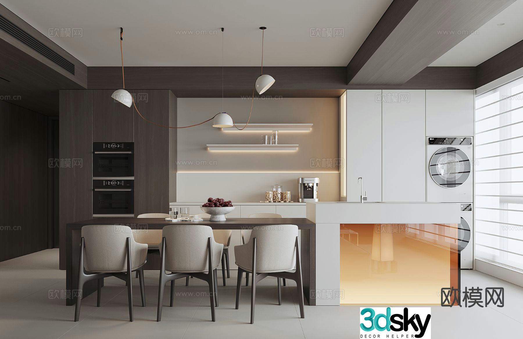 Modern island restaurant 3d model