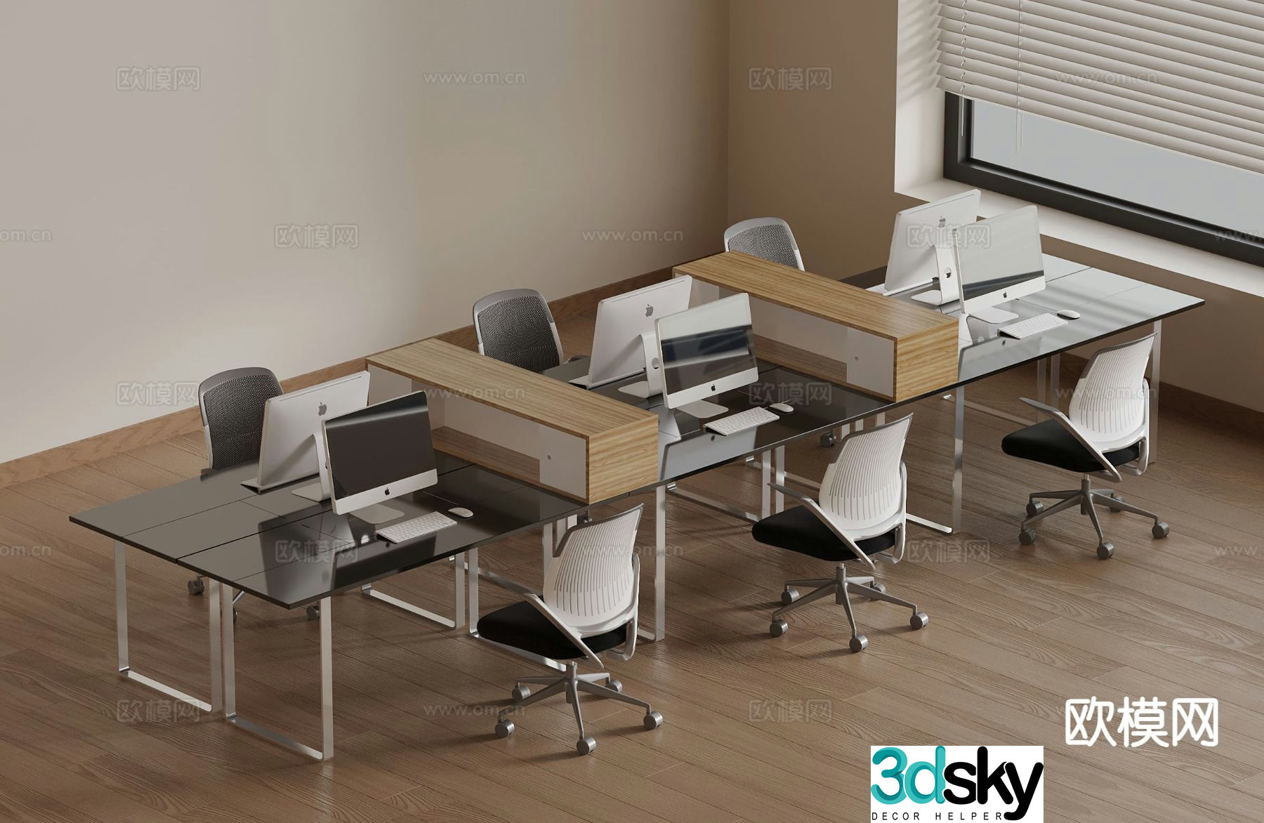 Modern office desk and chair post 3d model