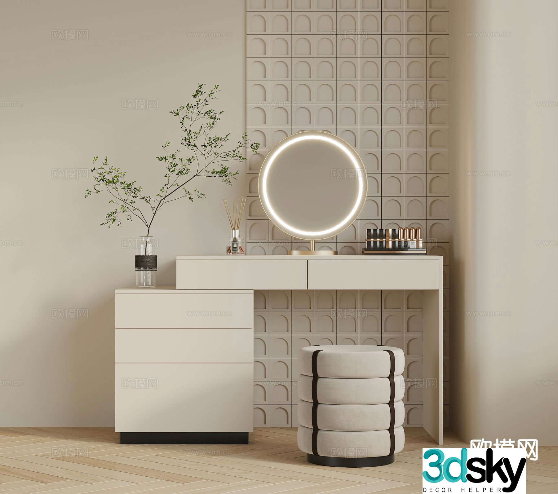 Cream style dresser 3d model