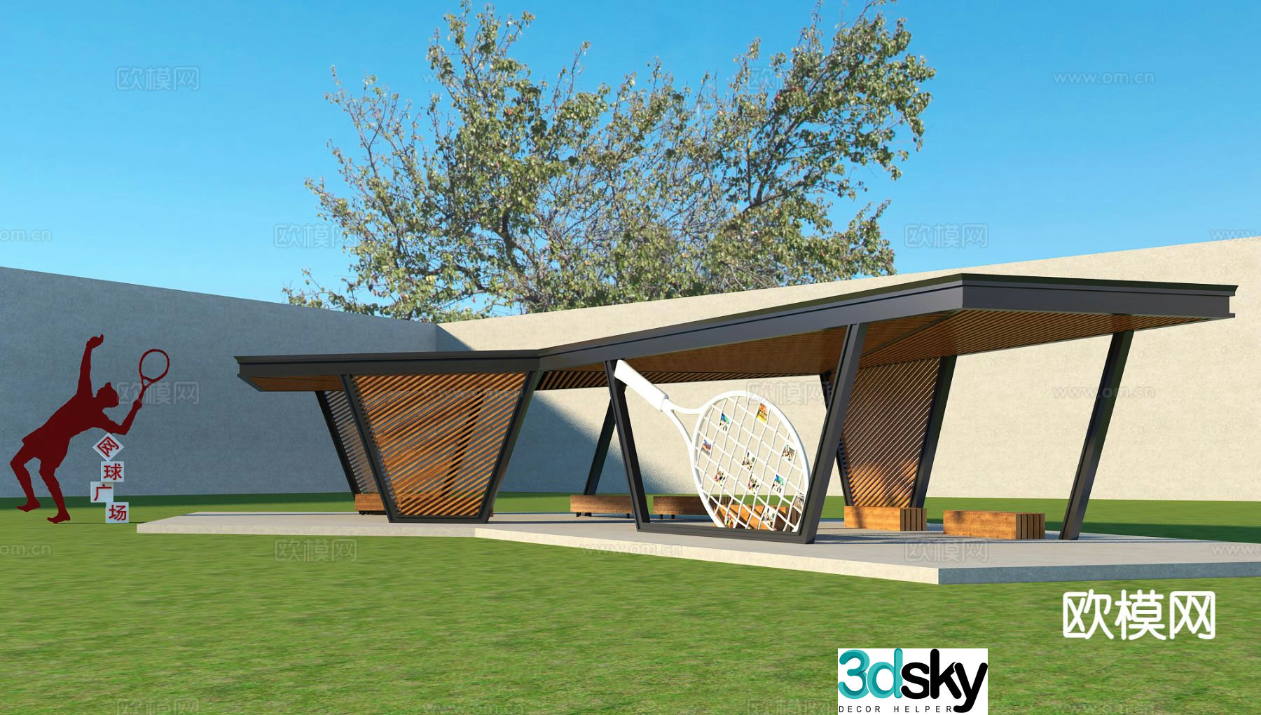 Modern corridor outdoor corridor 3D model