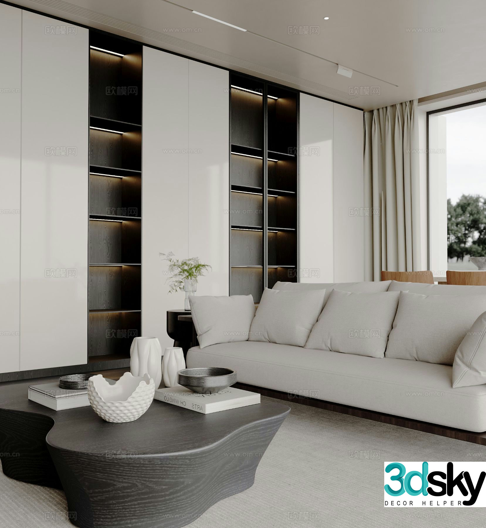Modern three-seat sofa 3d model