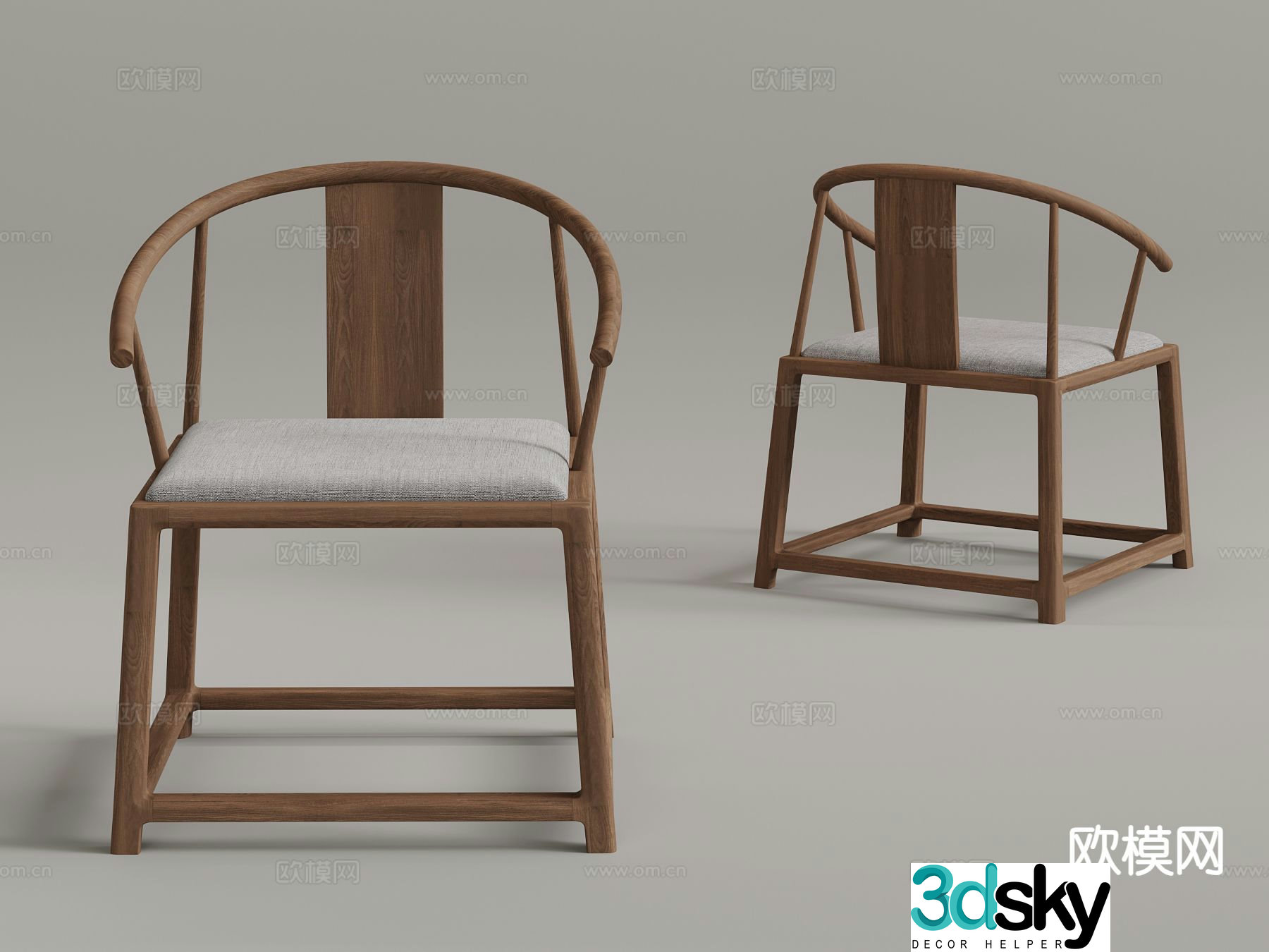 New Chinese style armchair wooden chair leisure chair 3d model