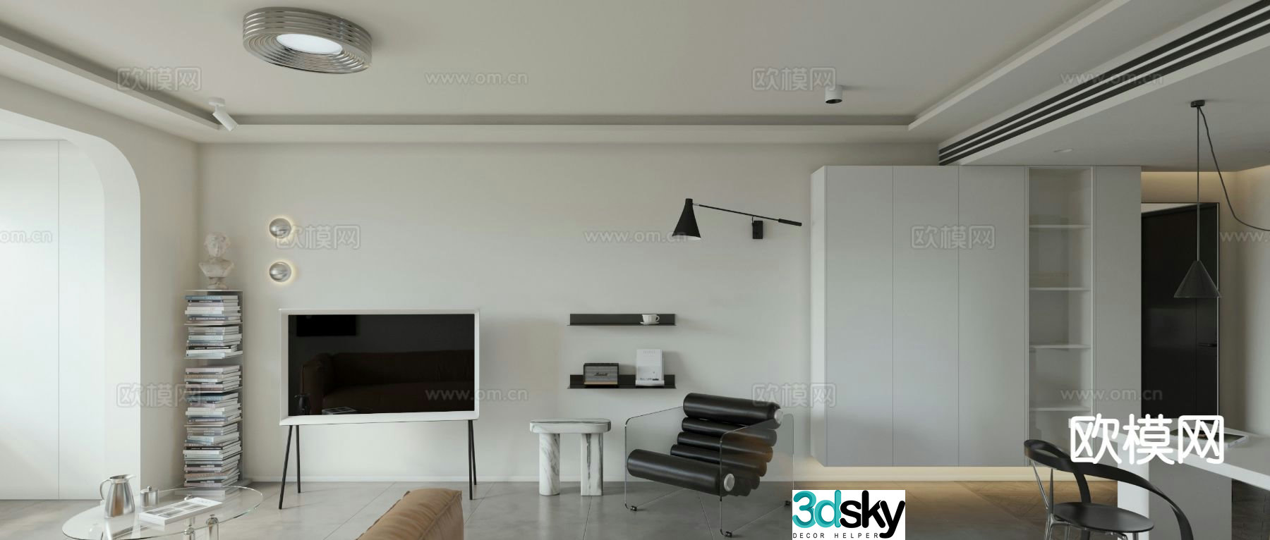 Minimalist restaurant 3d model