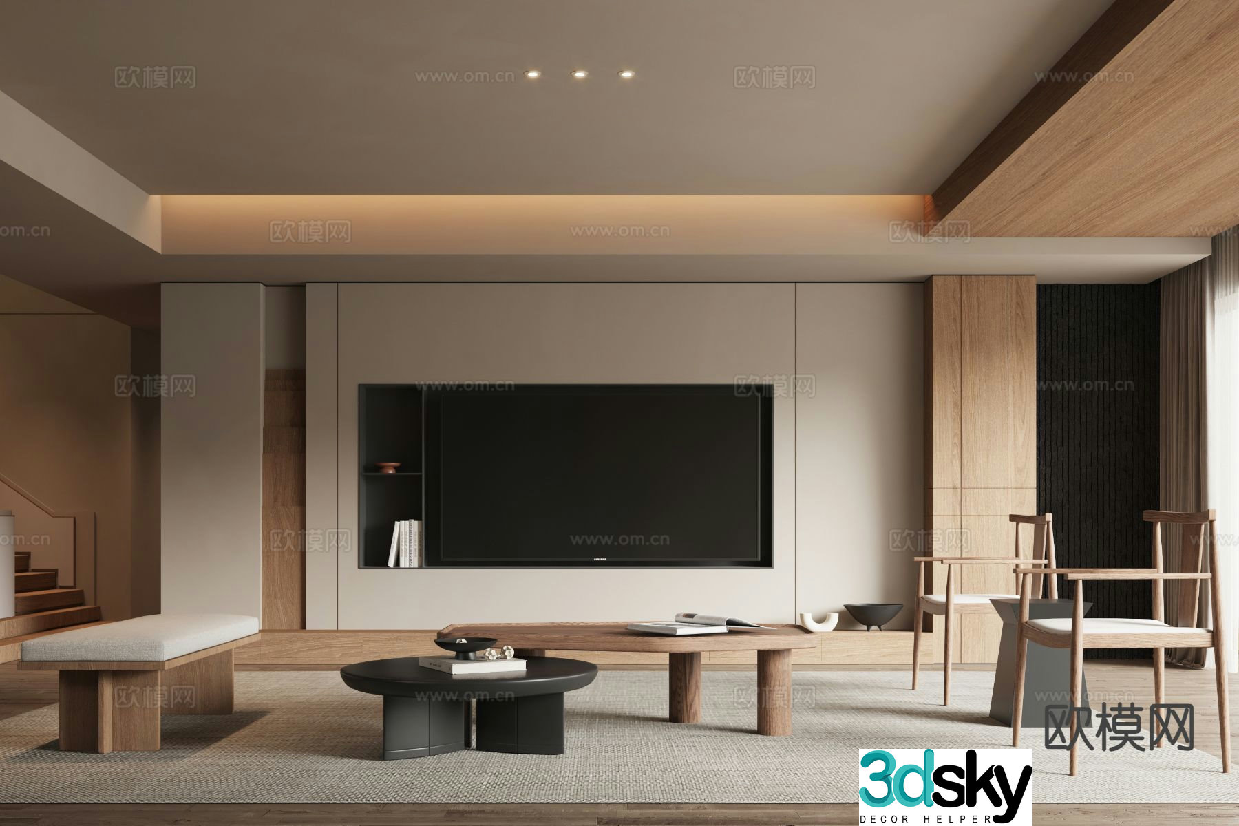 Wabi Sabi TV background wall 3d model