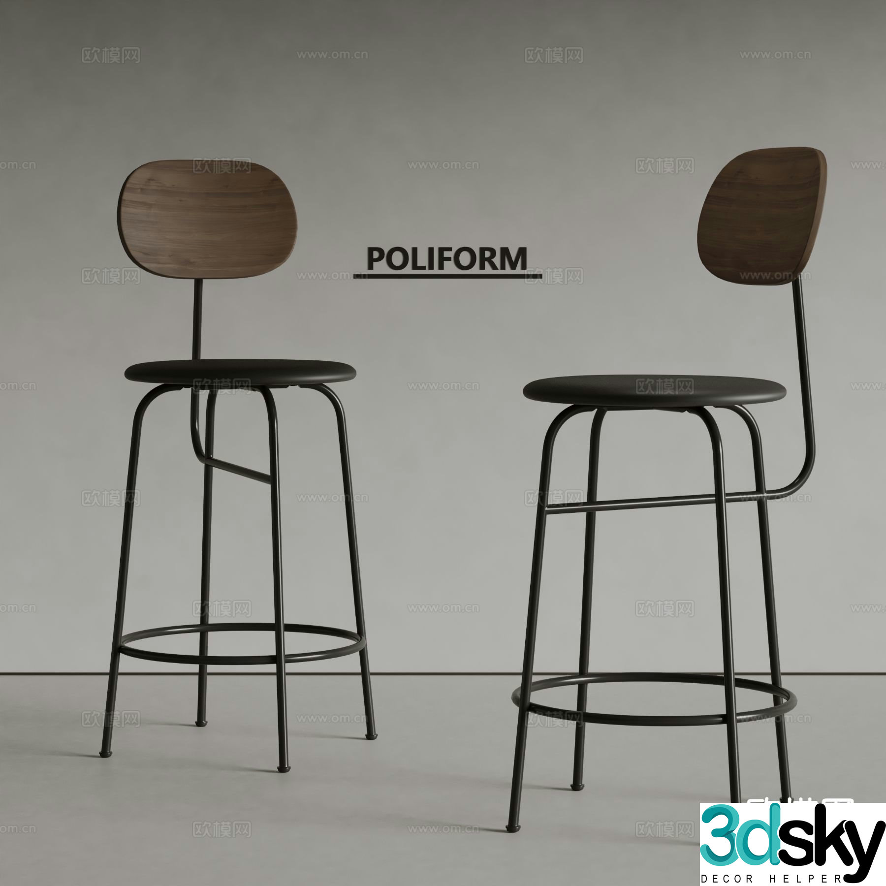poliform Italian bar chair bar chair 3d model