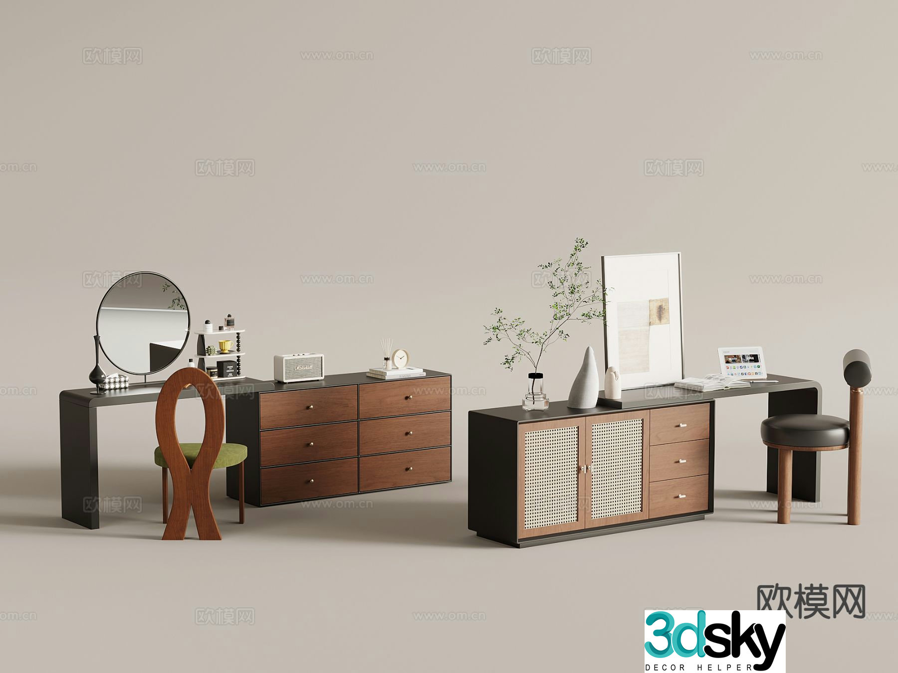 Medieval style dressing table 3d model