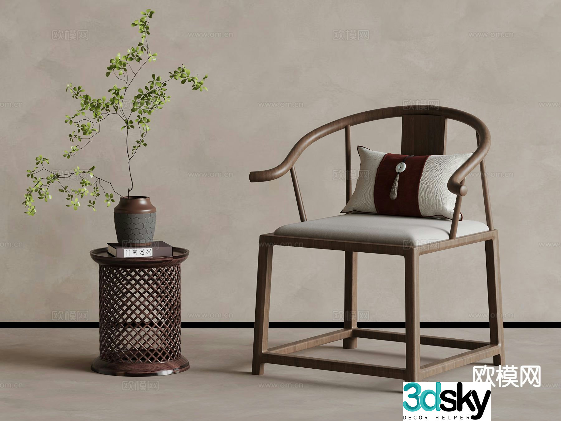 New Chinese style leisure chair armchair chair 3d model
