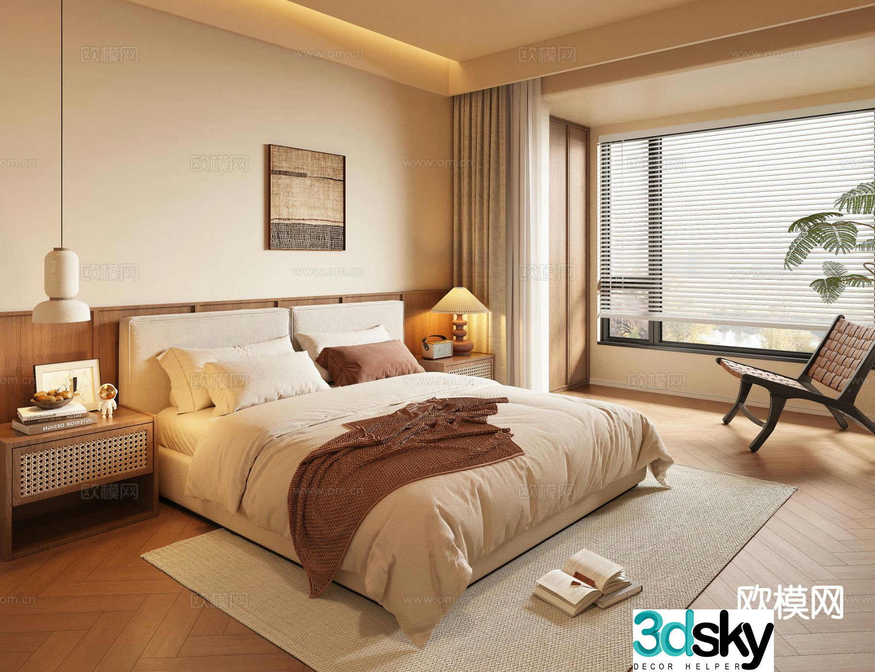 Wabi-sabi style bedroom master bedroom 3d model