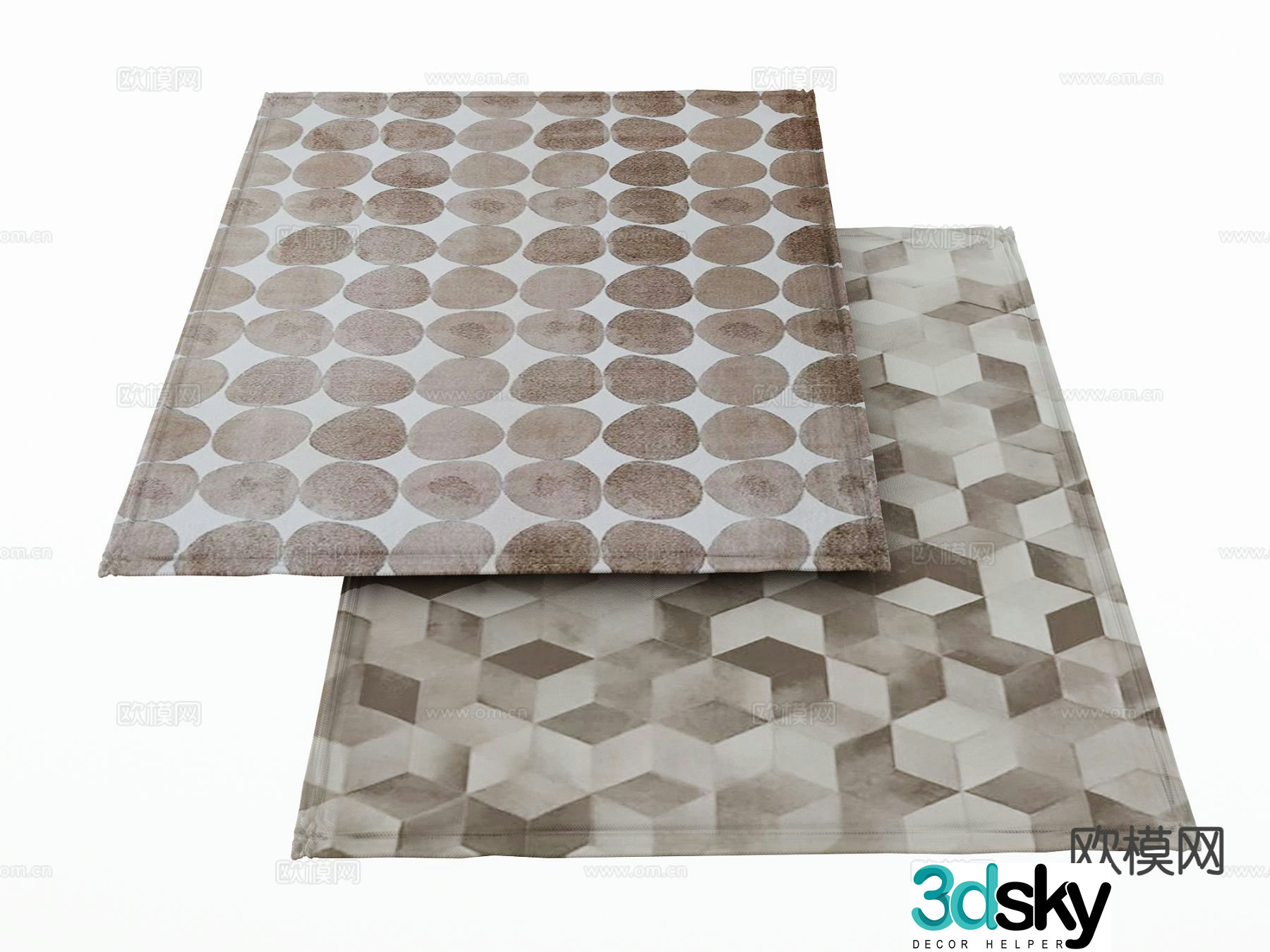 Modern carpet square rug 3d model