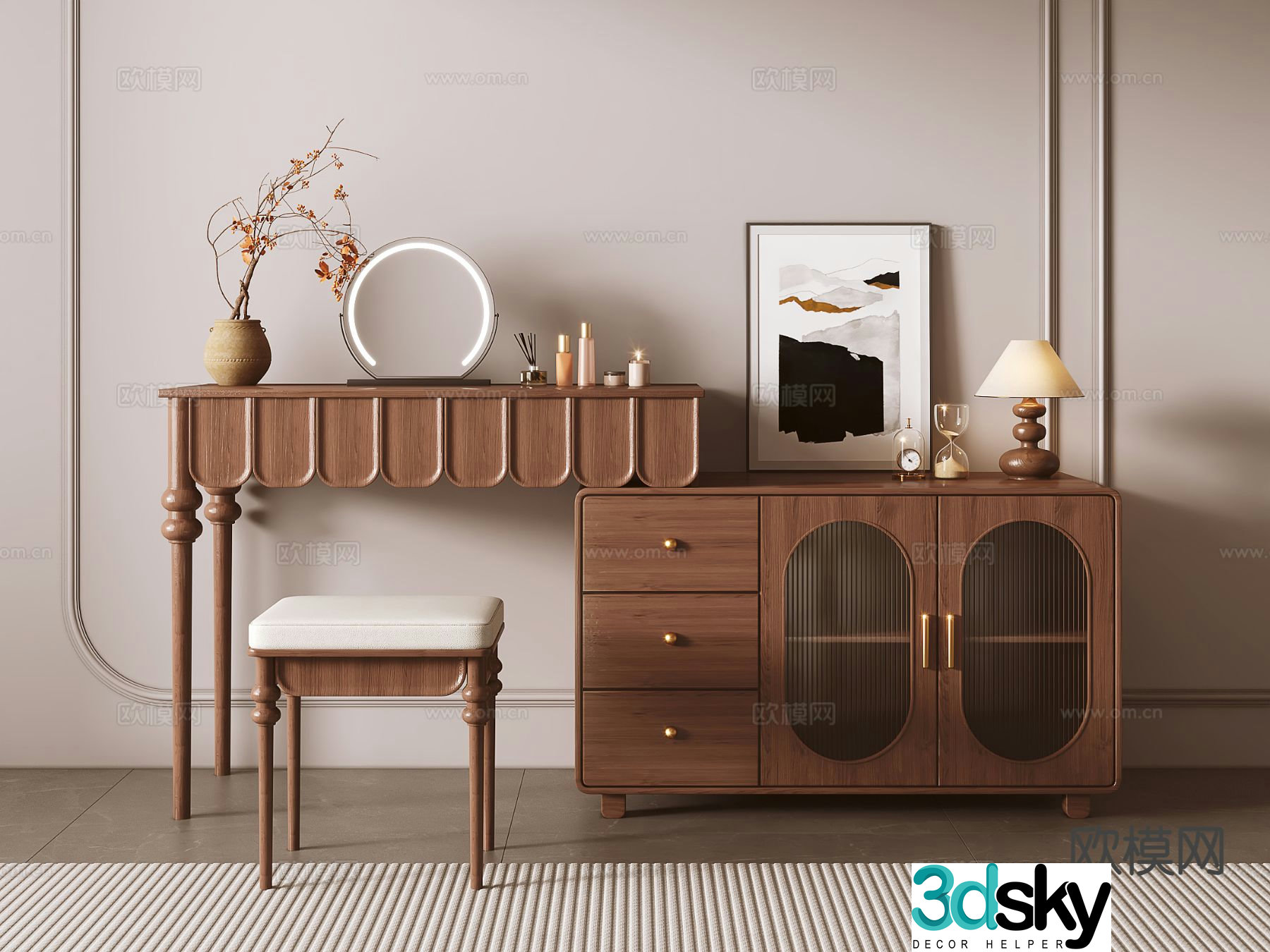 Medieval style dressing table 3d model