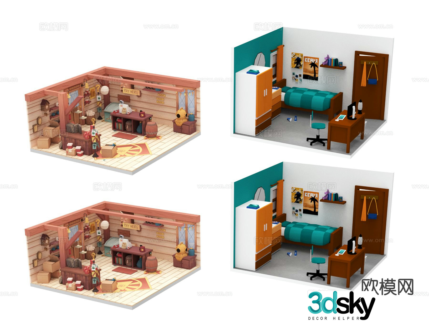 Furnishings toys beautiful 3D models
